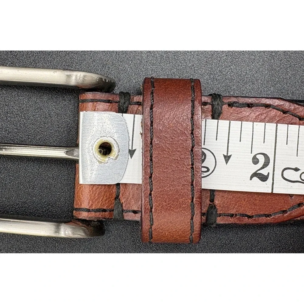 Fossil Men's Brown Leather Belt 90/36 Silver Buckle MB102222236 US Seller GUC